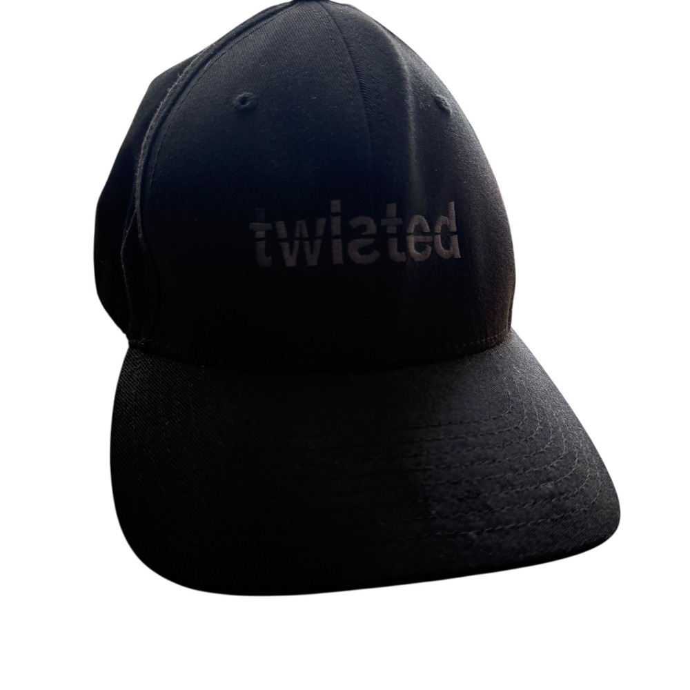 Twisted Black Flexfit Hat L-XL Set Dressing Baseball Cap
